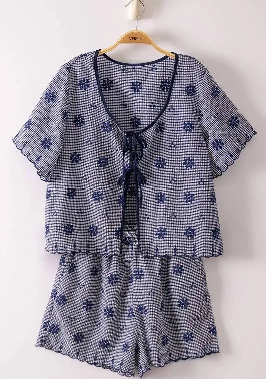 Embroidery Woven Top & Shorts Set