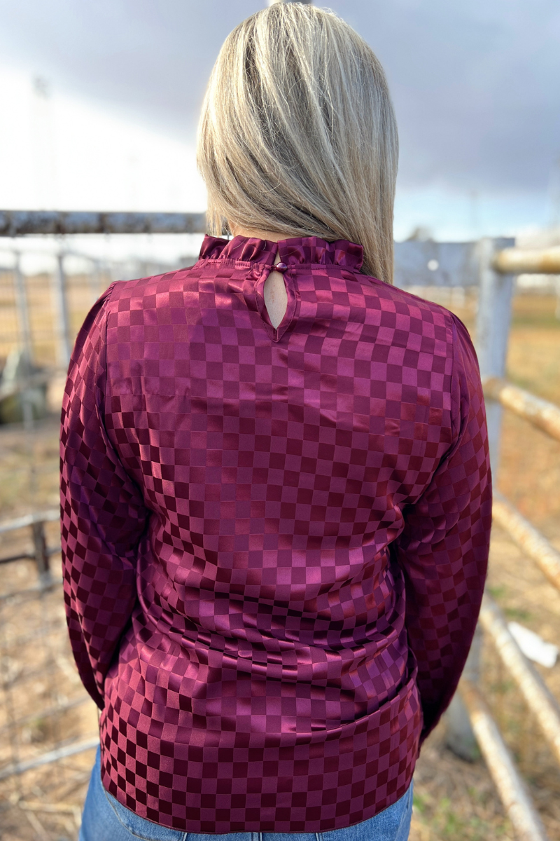 Checker cranberry top