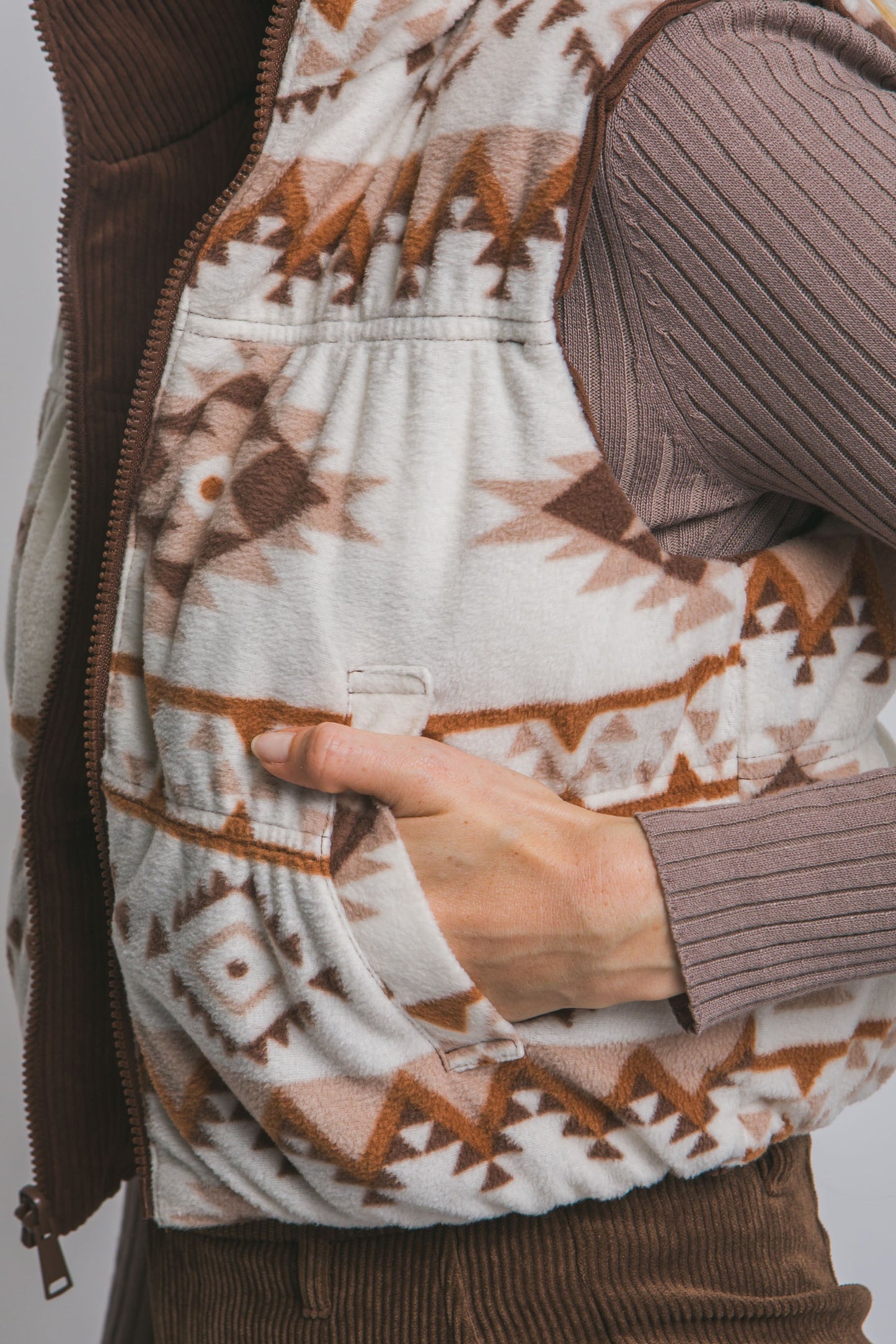 Aztec Reversible Corduroy Puffer Vest