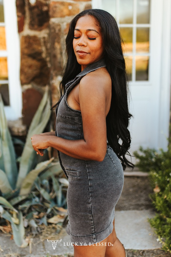Open Back denim dress