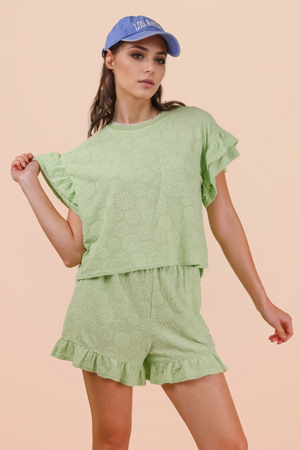 Floral Textured Ruffled Set