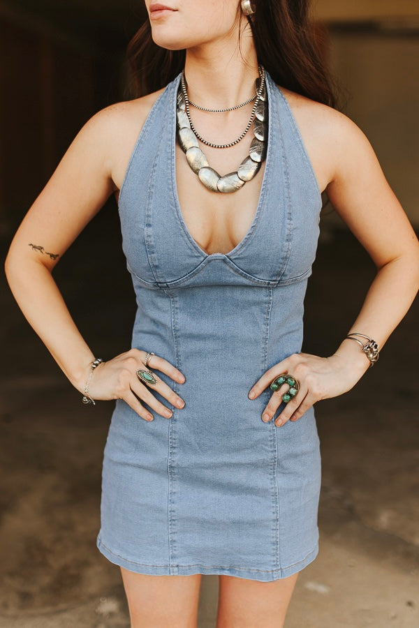 Denim Halter Dress