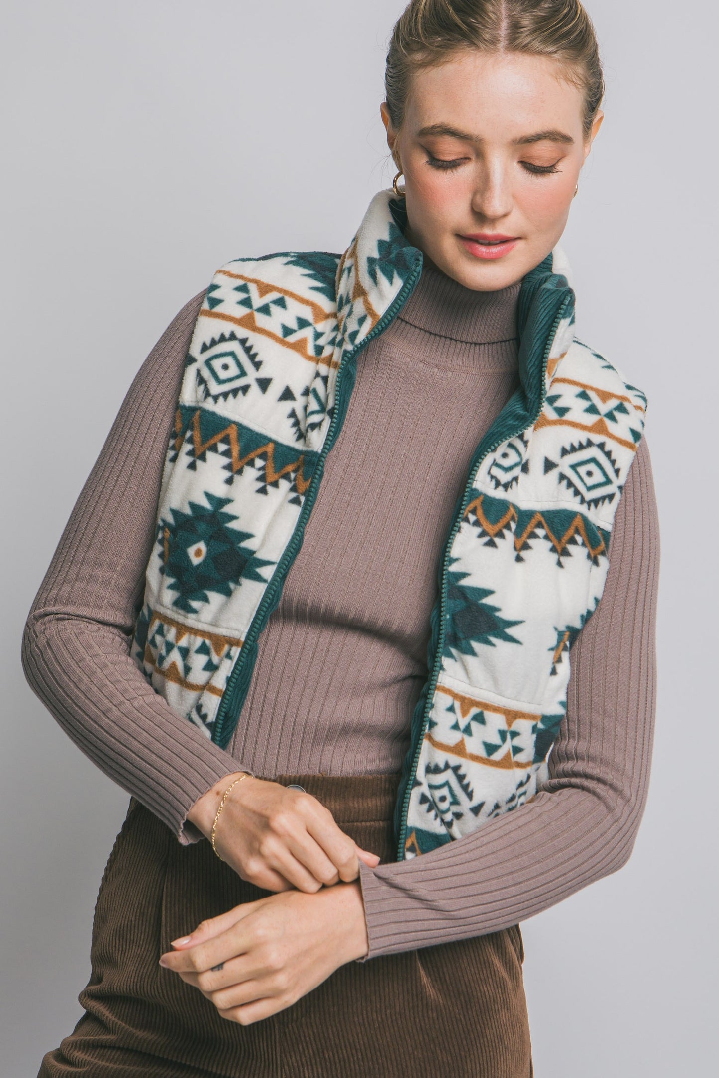 Aztec Reversible Corduroy Puffer Vest